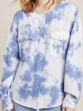 Anthropologie eri + ali long sleeve gauzy cotton top XS oversized